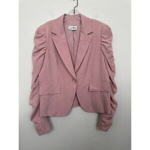 Joseph Ribkoff Pink Blazer One Button Ruched Sleeve Workwear Vintage Women's L